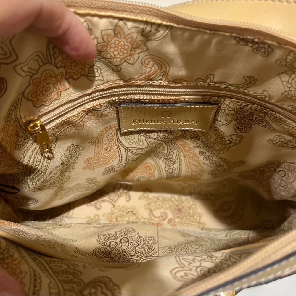 Vintage Etienne Aigner Woven Straw & Leather Shoulder Bag Paisley Interior EUC - Picture 10 of 14